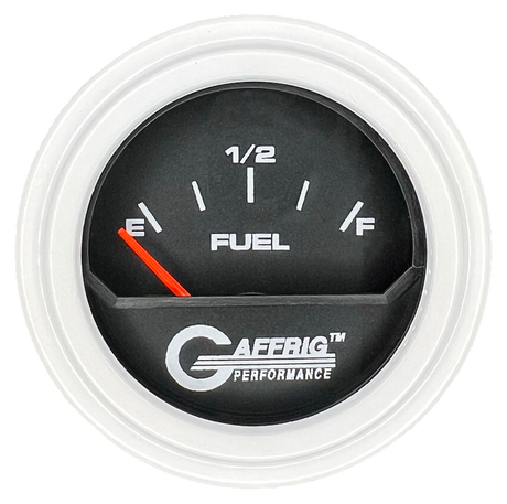 GAFFRIG 2 INCH ELECTRIC FUEL LEVEL GAUGE 240-33 OHMS STEP RIM (002) / WHITE / BLACK