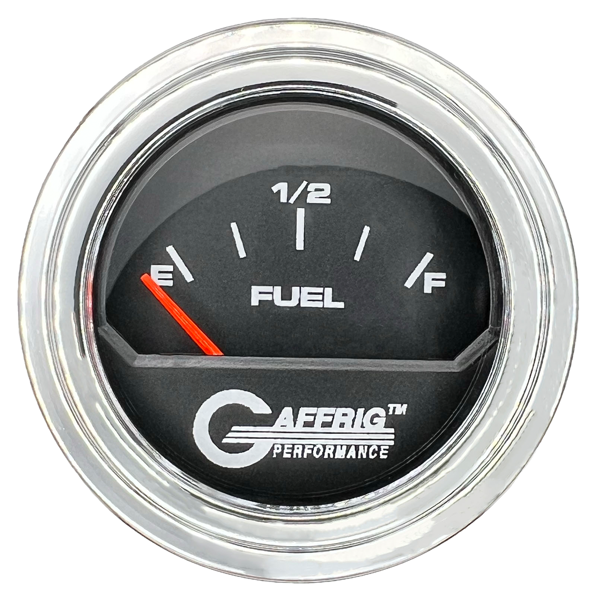 GAFFRIG 2 INCH ELECTRIC FUEL LEVEL GAUGE 240-33 OHMS STEP RIM (002) / CHROME/POLISHED / BLACK