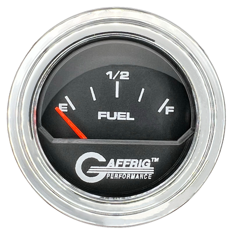 GAFFRIG 2 INCH ELECTRIC FUEL LEVEL GAUGE 240-33 OHMS STEP RIM (002) / CHROME/POLISHED / BLACK