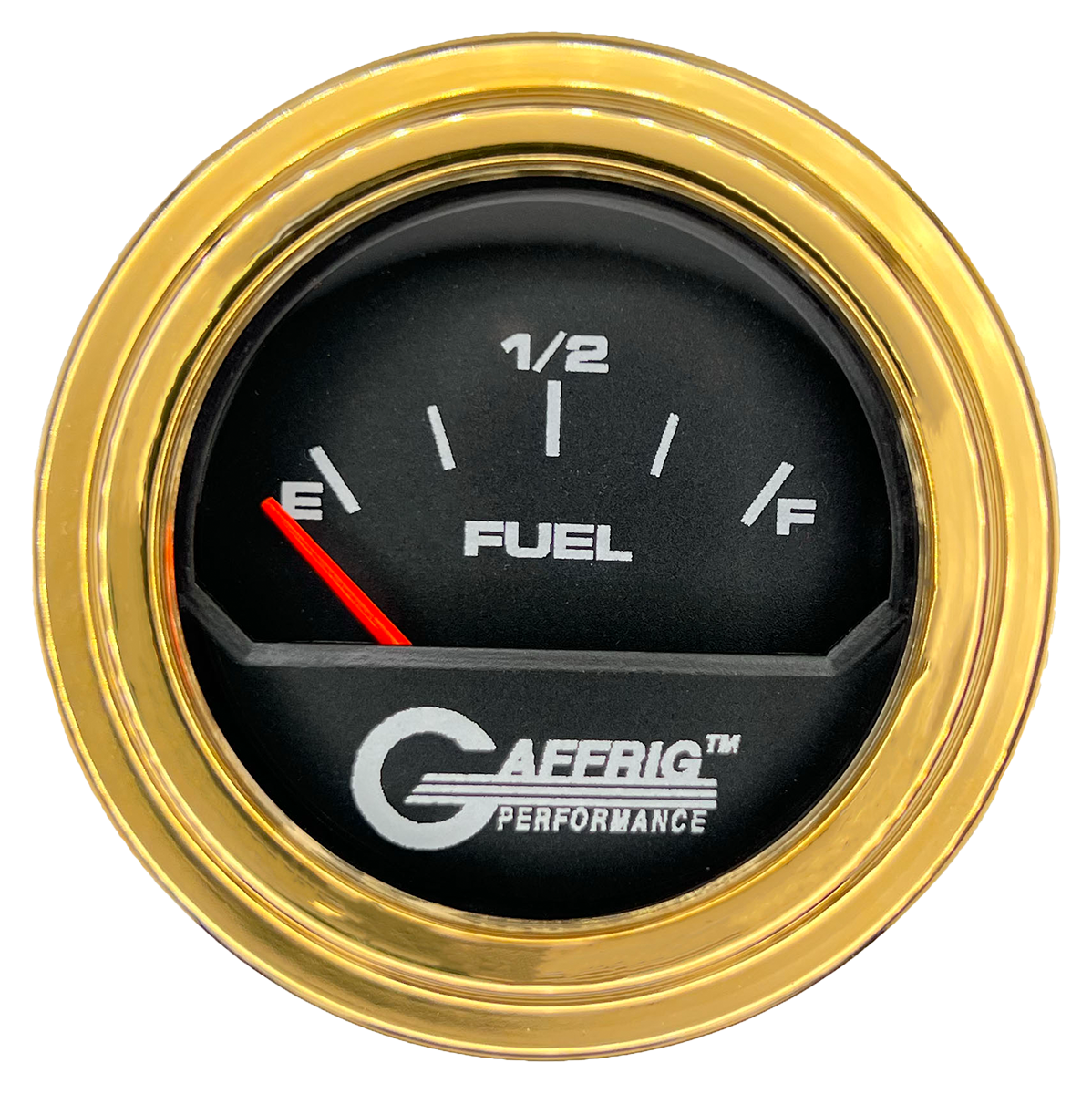 GAFFRIG 2 INCH ELECTRIC FUEL LEVEL GAUGE 240-33 OHMS STEP RIM (002) / GOLD / BLACK