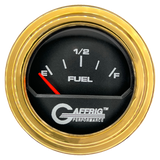 GAFFRIG 2 INCH ELECTRIC FUEL LEVEL GAUGE 240-33 OHMS STEP RIM (002) / GOLD / BLACK