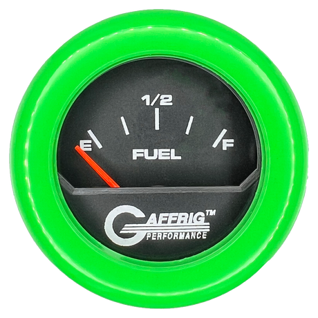 GAFFRIG 2 INCH ELECTRIC FUEL LEVEL GAUGE 240-33 OHMS FAT RIM (218) / LIME GREEN / BLACK