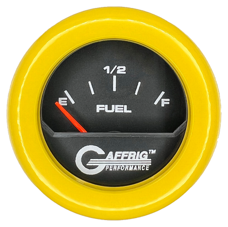 GAFFRIG 2 INCH ELECTRIC FUEL LEVEL GAUGE 240-33 OHMS FAT RIM (218) / YELLOW / BLACK