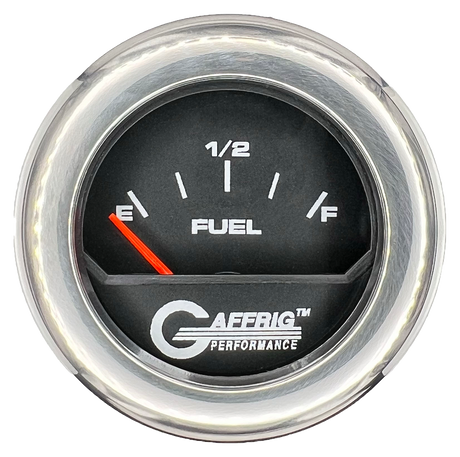 GAFFRIG 2 INCH ELECTRIC FUEL LEVEL GAUGE 240-33 OHMS FAT RIM (218) / CHROME/POLISHED / BLACK