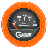 GAFFRIG 2 INCH ELECTRIC OIL PRESSURE GAUGE 0-80 BLACK / ORANGE / STEP RIM