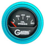 GAFFRIG 2 INCH ELECTRIC OIL PRESSURE GAUGE 0-80 BLACK / TEAL / STEP RIM