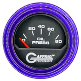 GAFFRIG 2 INCH ELECTRIC OIL PRESSURE GAUGE 0-80 BLACK / PURPLE / STEP RIM