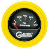 GAFFRIG 2 INCH ELECTRIC OIL PRESSURE GAUGE 0-80 BLACK / YELLOW / STEP RIM