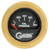 GAFFRIG 2 INCH ELECTRIC OIL PRESSURE GAUGE 0-80 BLACK / GOLD / STEP RIM