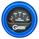 GAFFRIG 2 INCH ELECTRIC OIL PRESSURE GAUGE 0-80 BLACK / BLUE / FAT RIM