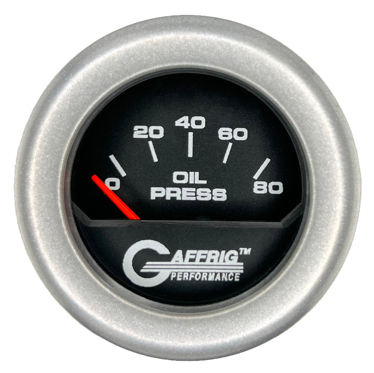 GAFFRIG 2 INCH ELECTRIC OIL PRESSURE GAUGE 0-80 BLACK / PLATINUM / FAT RIM