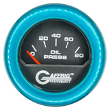 GAFFRIG 2 INCH ELECTRIC OIL PRESSURE GAUGE 0-80 BLACK / TEAL / FAT RIM