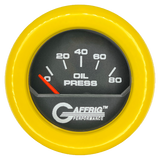 GAFFRIG 2 INCH ELECTRIC OIL PRESSURE GAUGE 0-80 BLACK / YELLOW / FAT RIM