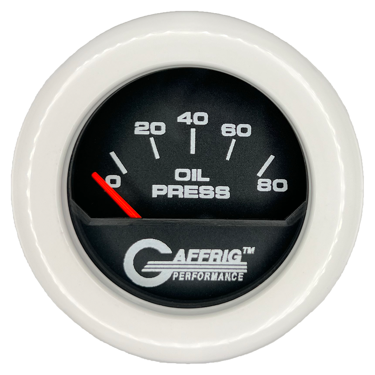 GAFFRIG 2 INCH ELECTRIC OIL PRESSURE GAUGE 0-80 BLACK / WHITE / FAT RIM