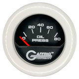 GAFFRIG 2 INCH ELECTRIC OIL PRESSURE GAUGE 0-80 BLACK / WHITE / FAT RIM