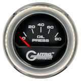 GAFFRIG 2 INCH ELECTRIC OIL PRESSURE GAUGE 0-80 BLACK / CHROME/POLISHED / FAT RIM