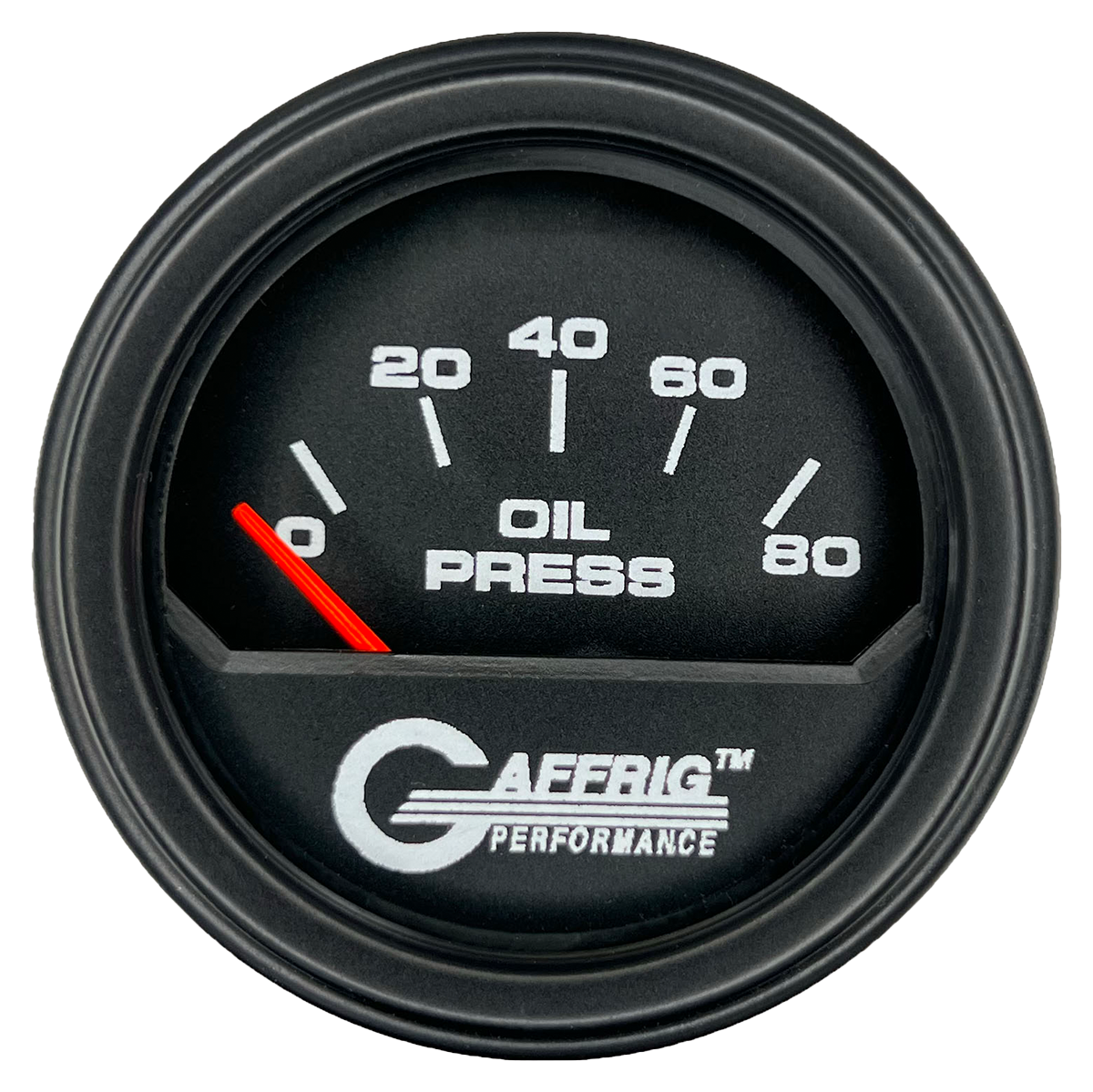 GAFFRIG 2 INCH ELECTRIC OIL PRESSURE GAUGE 0-80 BLACK / BLACK / STEP RIM