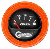 GAFFRIG 2 INCH ELECTRIC VOLTMETER 8-16 VOLT GAUGE STEP RIM (002) / ORANGE / BLACK