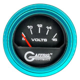 GAFFRIG 2 INCH ELECTRIC VOLTMETER 8-16 VOLT GAUGE STEP RIM (002) / TEAL / BLACK