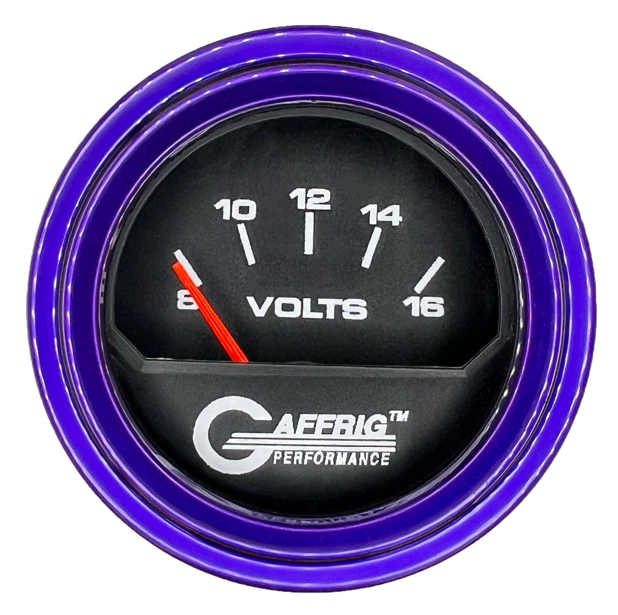 GAFFRIG 2 INCH ELECTRIC VOLTMETER 8-16 VOLT GAUGE STEP RIM (002) / PURPLE / BLACK