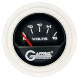 GAFFRIG 2 INCH ELECTRIC VOLTMETER 8-16 VOLT GAUGE STEP RIM (002) / WHITE / BLACK