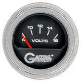 GAFFRIG 2 INCH ELECTRIC VOLTMETER 8-16 VOLT GAUGE STEP RIM (002) / CHROME/POLISHED / BLACK