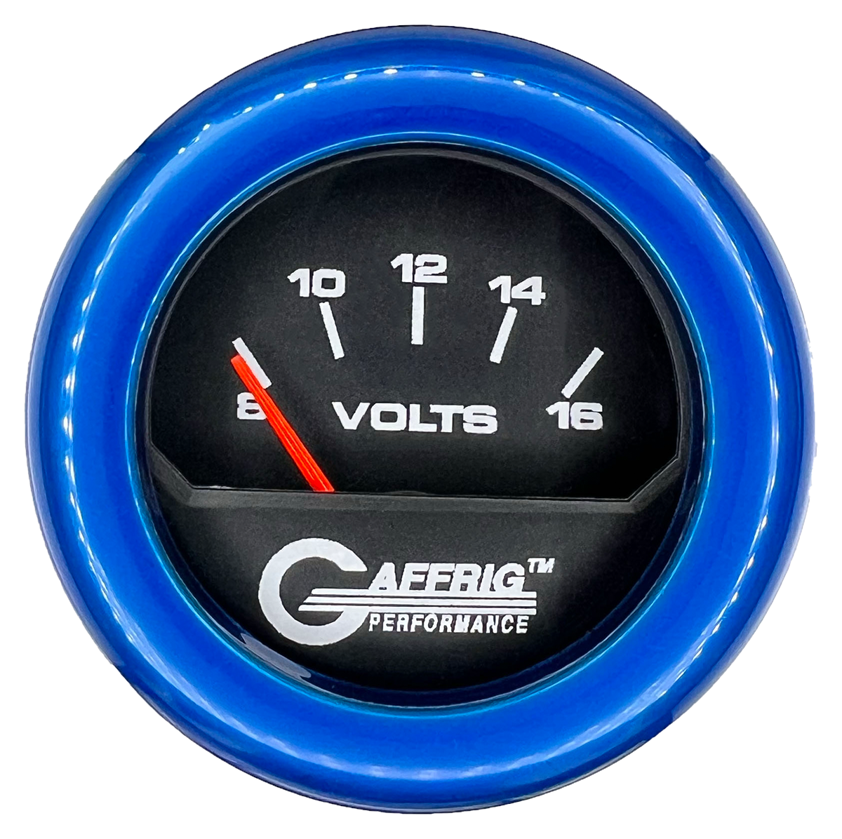 GAFFRIG 2 INCH ELECTRIC VOLTMETER 8-16 VOLT GAUGE FAT RIM (218) / BLUE / BLACK