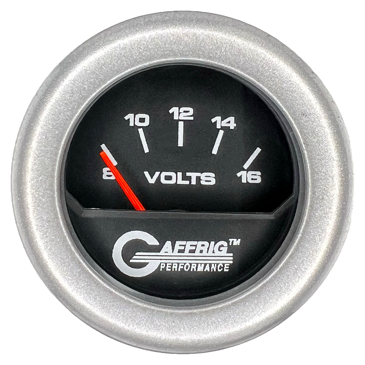 GAFFRIG 2 INCH ELECTRIC VOLTMETER 8-16 VOLT GAUGE FAT RIM (218) / PLATINUM / BLACK