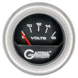 GAFFRIG 2 INCH ELECTRIC VOLTMETER 8-16 VOLT GAUGE FAT RIM (218) / PLATINUM / BLACK