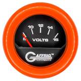 GAFFRIG 2 INCH ELECTRIC VOLTMETER 8-16 VOLT GAUGE FAT RIM (218) / ORANGE / BLACK