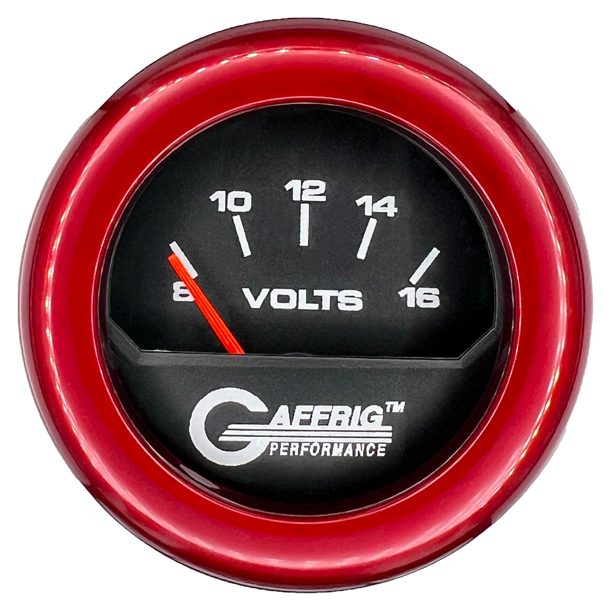 GAFFRIG 2 INCH ELECTRIC VOLTMETER 8-16 VOLT GAUGE FAT RIM (218) / RED / BLACK