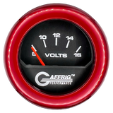 GAFFRIG 2 INCH ELECTRIC VOLTMETER 8-16 VOLT GAUGE FAT RIM (218) / RED / BLACK