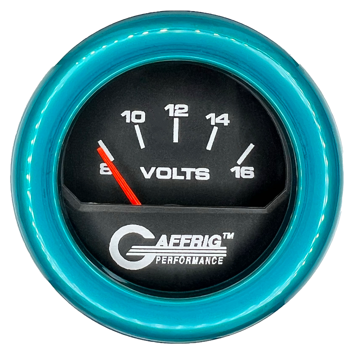 GAFFRIG 2 INCH ELECTRIC VOLTMETER 8-16 VOLT GAUGE FAT RIM (218) / TEAL / BLACK