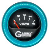 GAFFRIG 2 INCH ELECTRIC VOLTMETER 8-16 VOLT GAUGE FAT RIM (218) / TEAL / BLACK