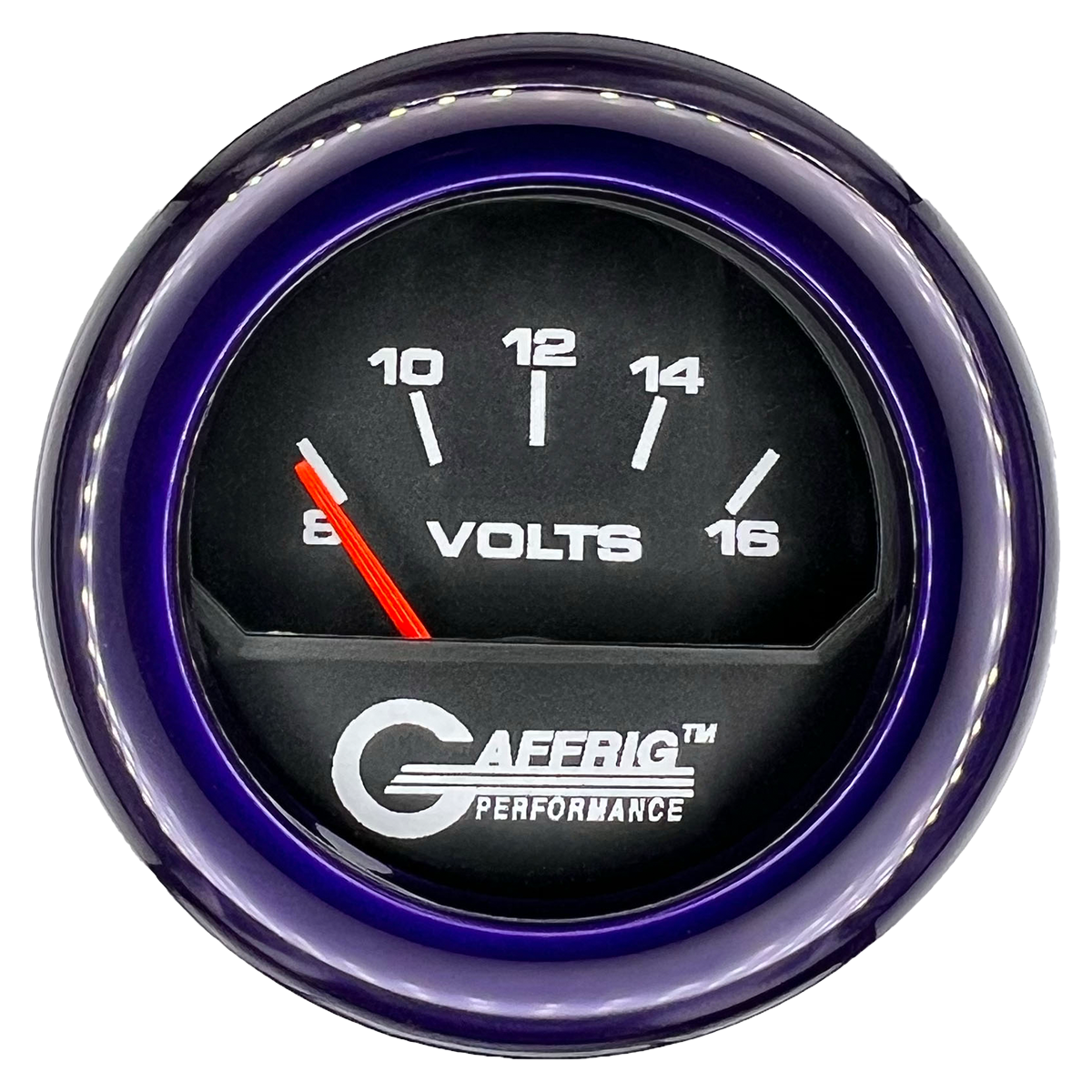 GAFFRIG 2 INCH ELECTRIC VOLTMETER 8-16 VOLT GAUGE FAT RIM (218) / PURPLE / BLACK