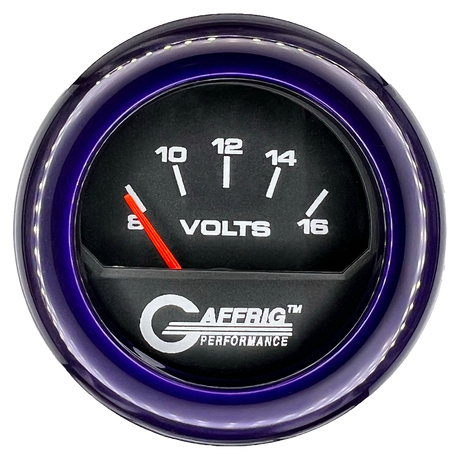 GAFFRIG 2 INCH ELECTRIC VOLTMETER 8-16 VOLT GAUGE FAT RIM (218) / PURPLE / BLACK