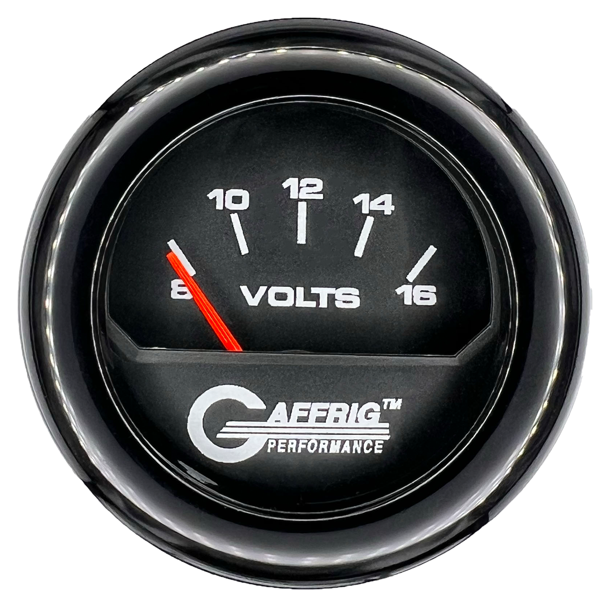 GAFFRIG 2 INCH ELECTRIC VOLTMETER 8-16 VOLT GAUGE FAT RIM (218) / BLACK / BLACK