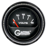 GAFFRIG 2 INCH ELECTRIC VOLTMETER 8-16 VOLT GAUGE FAT RIM (218) / BLACK / BLACK