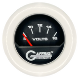 GAFFRIG 2 INCH ELECTRIC VOLTMETER 8-16 VOLT GAUGE FAT RIM (218) / WHITE / BLACK