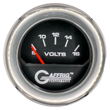 GAFFRIG 2 INCH ELECTRIC VOLTMETER 8-16 VOLT GAUGE FAT RIM (218) / CHROME/POLISHED / BLACK