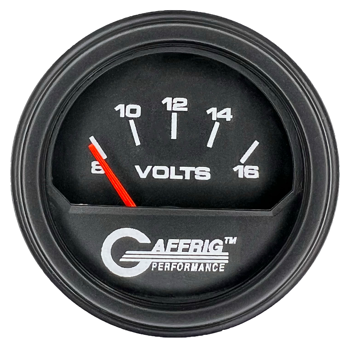 GAFFRIG 2 INCH ELECTRIC VOLTMETER 8-16 VOLT GAUGE STEP RIM (002) / BLACK / BLACK