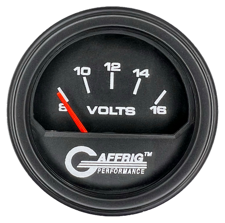 GAFFRIG 2 INCH ELECTRIC VOLTMETER 8-16 VOLT GAUGE STEP RIM (002) / BLACK / BLACK