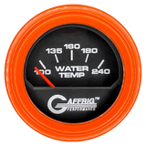 GAFFRIG 2 INCH ELECTRIC WATER TEMP 100-240 F GAUGE STEP RIM (002) / ORANGE / BLACK