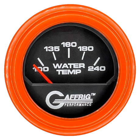 GAFFRIG 2 INCH ELECTRIC WATER TEMP 100-240 F GAUGE STEP RIM (002) / ORANGE / BLACK