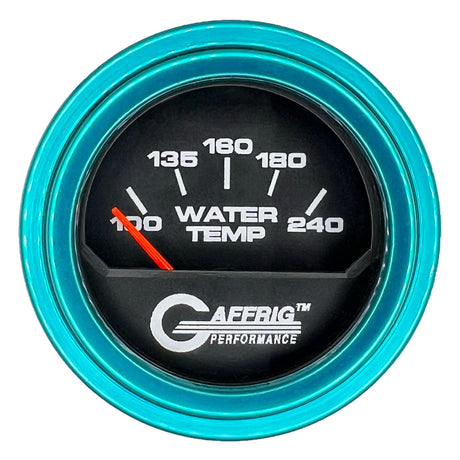 GAFFRIG 2 INCH ELECTRIC WATER TEMP 100-240 F GAUGE STEP RIM (002) / TEAL / BLACK