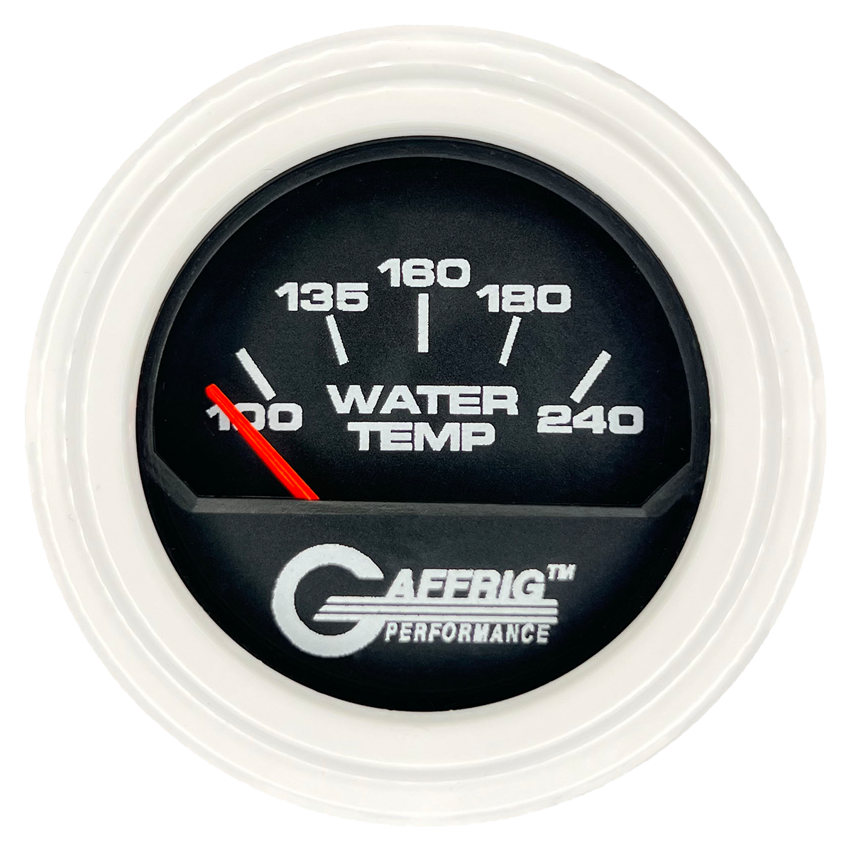 GAFFRIG 2 INCH ELECTRIC WATER TEMP 100-240 F GAUGE STEP RIM (002) / WHITE / BLACK