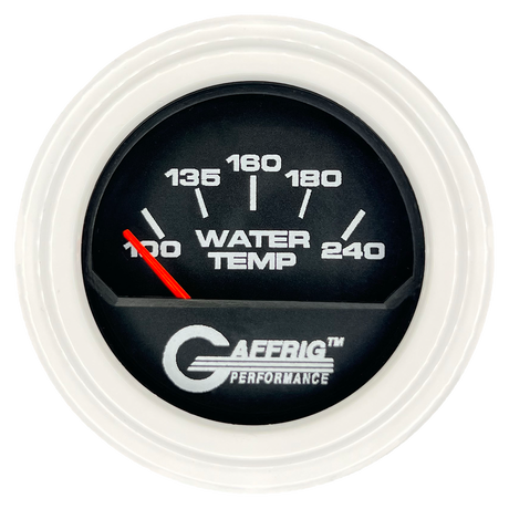 GAFFRIG 2 INCH ELECTRIC WATER TEMP 100-240 F GAUGE STEP RIM (002) / WHITE / BLACK