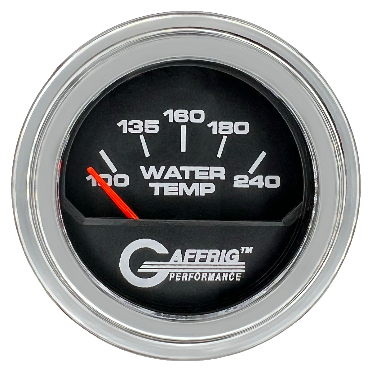 GAFFRIG 2 INCH ELECTRIC WATER TEMP 100-240 F GAUGE STEP RIM (002) / CHROME/POLISHED / BLACK