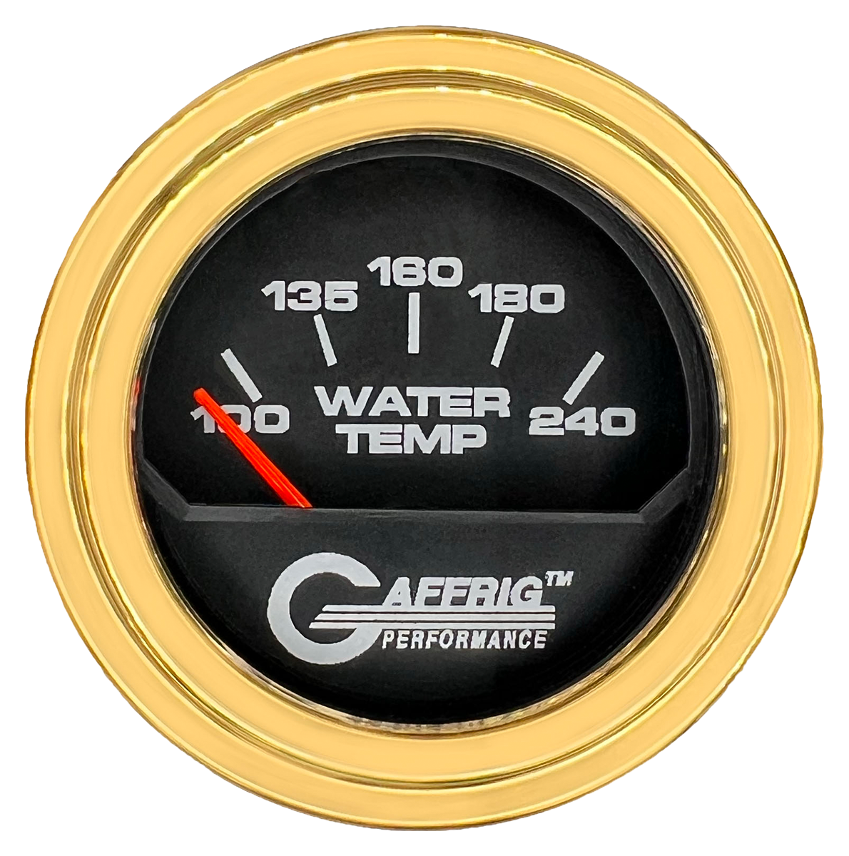 GAFFRIG 2 INCH ELECTRIC WATER TEMP 100-240 F GAUGE STEP RIM (002) / GOLD / BLACK