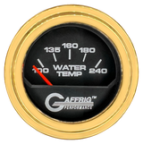 GAFFRIG 2 INCH ELECTRIC WATER TEMP 100-240 F GAUGE STEP RIM (002) / GOLD / BLACK